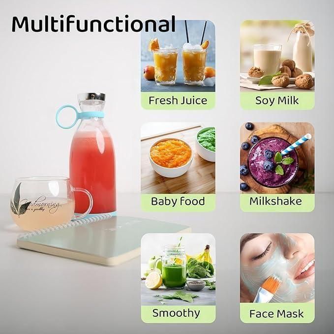 Grabssy Portable 350ML USB Rechargeable Mini Juicer Blender for Shakes & Smoothies