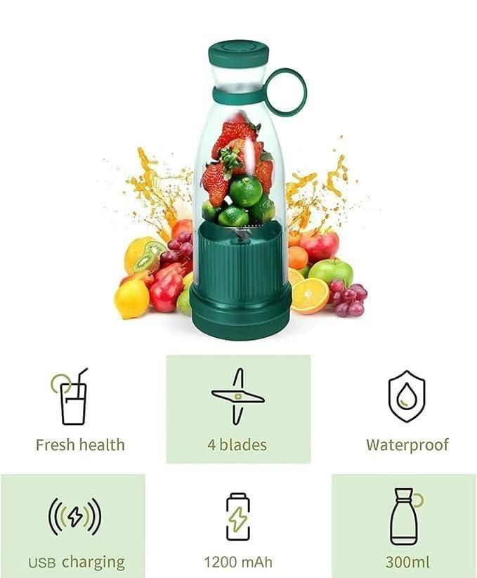 Grabssy Portable 350ML USB Rechargeable Mini Juicer Blender for Shakes & Smoothies