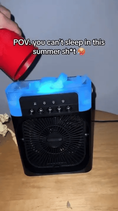 Grabssy Mini Fan Cooler for Home with 3 Speed Mode with Water Spray, 7 Color LED and Timer