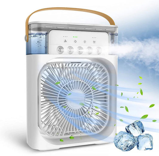 Grabssy Mini Fan Cooler for Home with 3 Speed Mode with Water Spray, 7 Color LED and Timer
